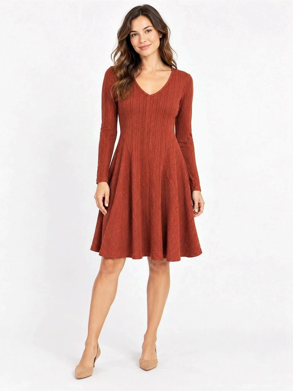Maurices Long Sleeve Mini Dress in Burnt Orange Size Small NWT